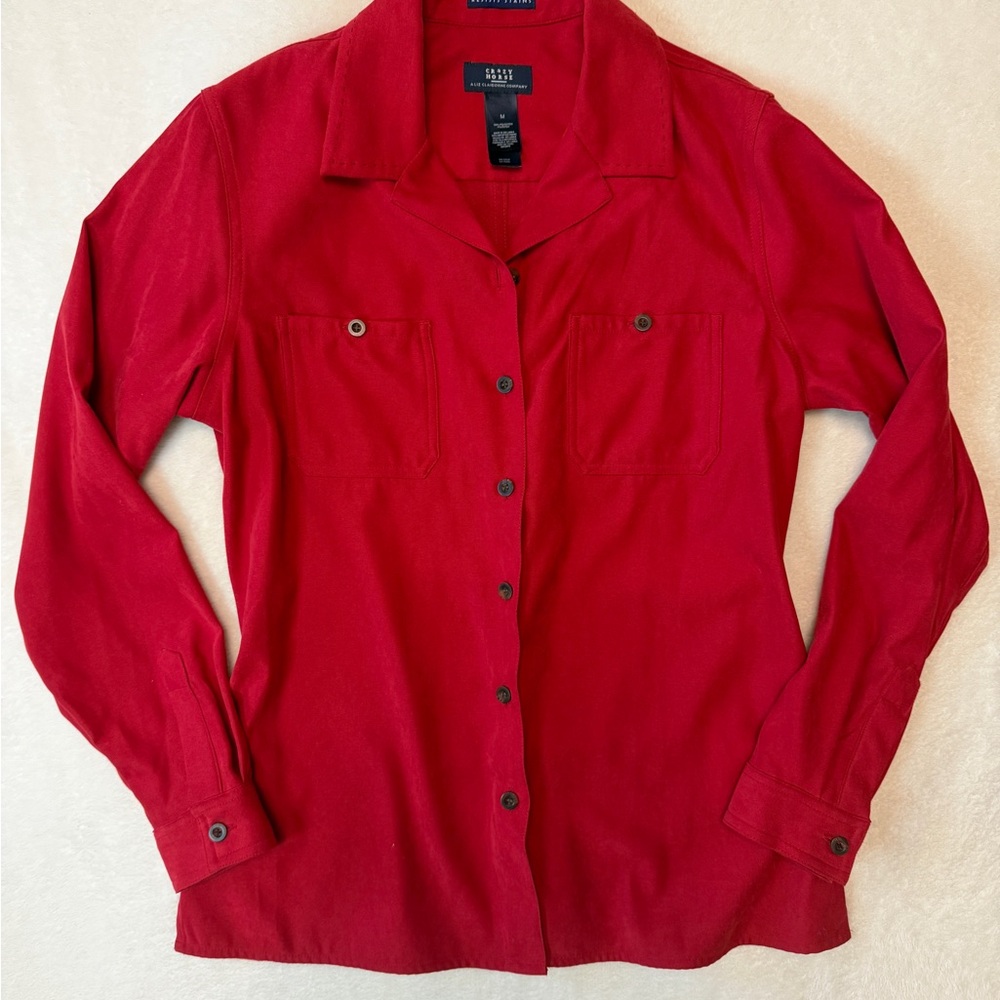 Vintage Liz Claiborne Crazy Horse Red Long Sleeve Button Down Shirt